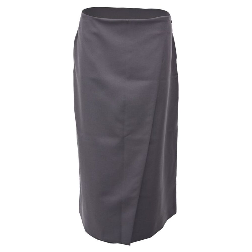 Joseph Straight Midi Skirt in Grey Wool